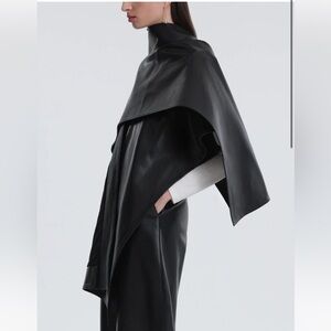Sleek Black Women's Leather Cape